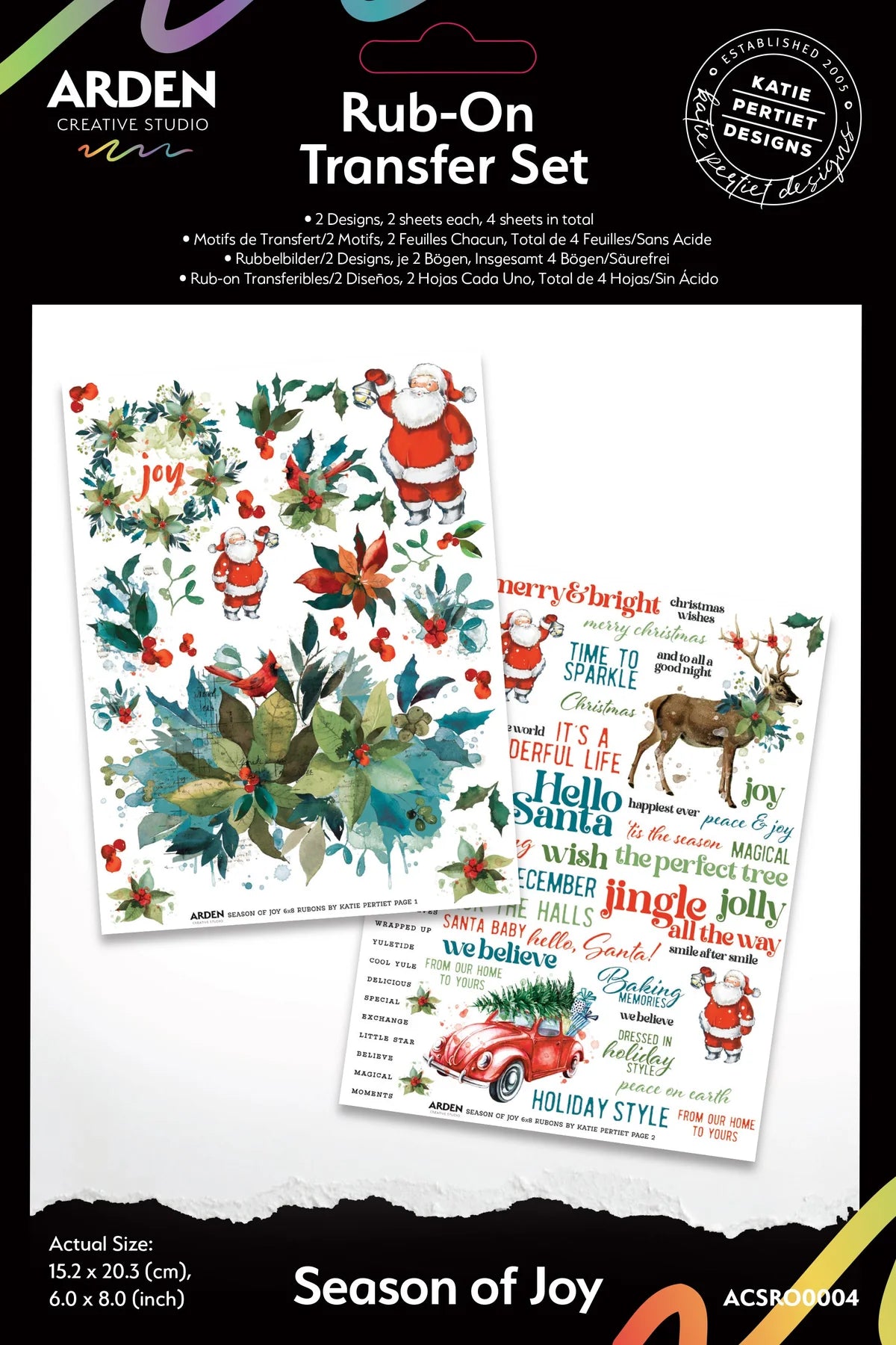 Arden Creative Studio Season of Joy 6 x 8 Rub-On Transfer Set
